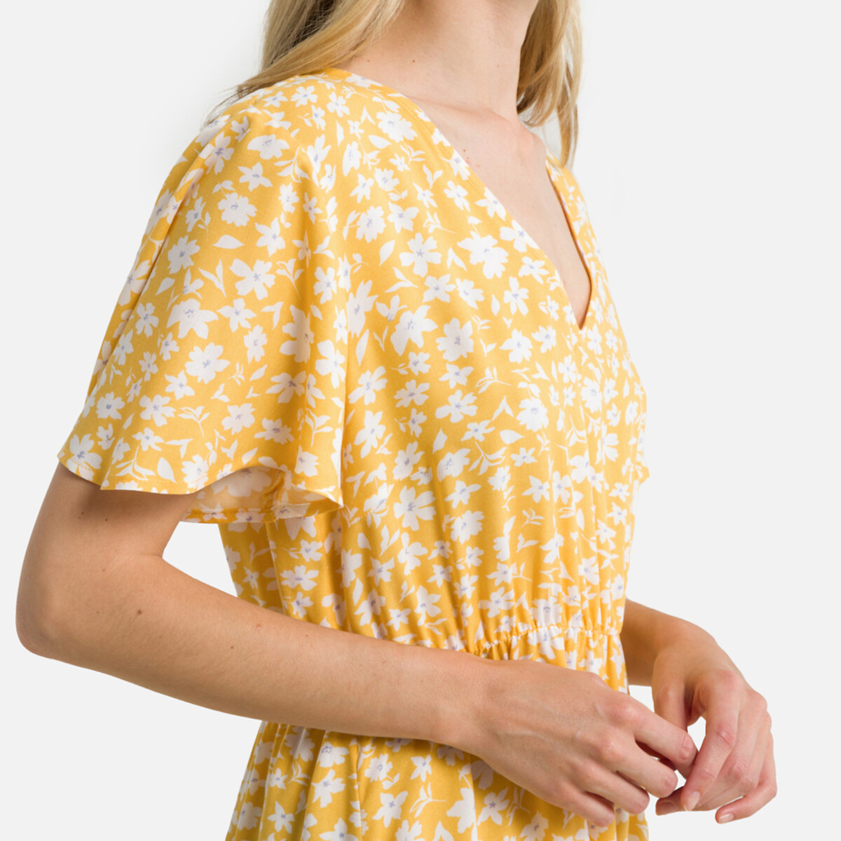 Платье Короткое с V-образным вырезом 44 желтый LaRedoute, размер 44 - фото 3