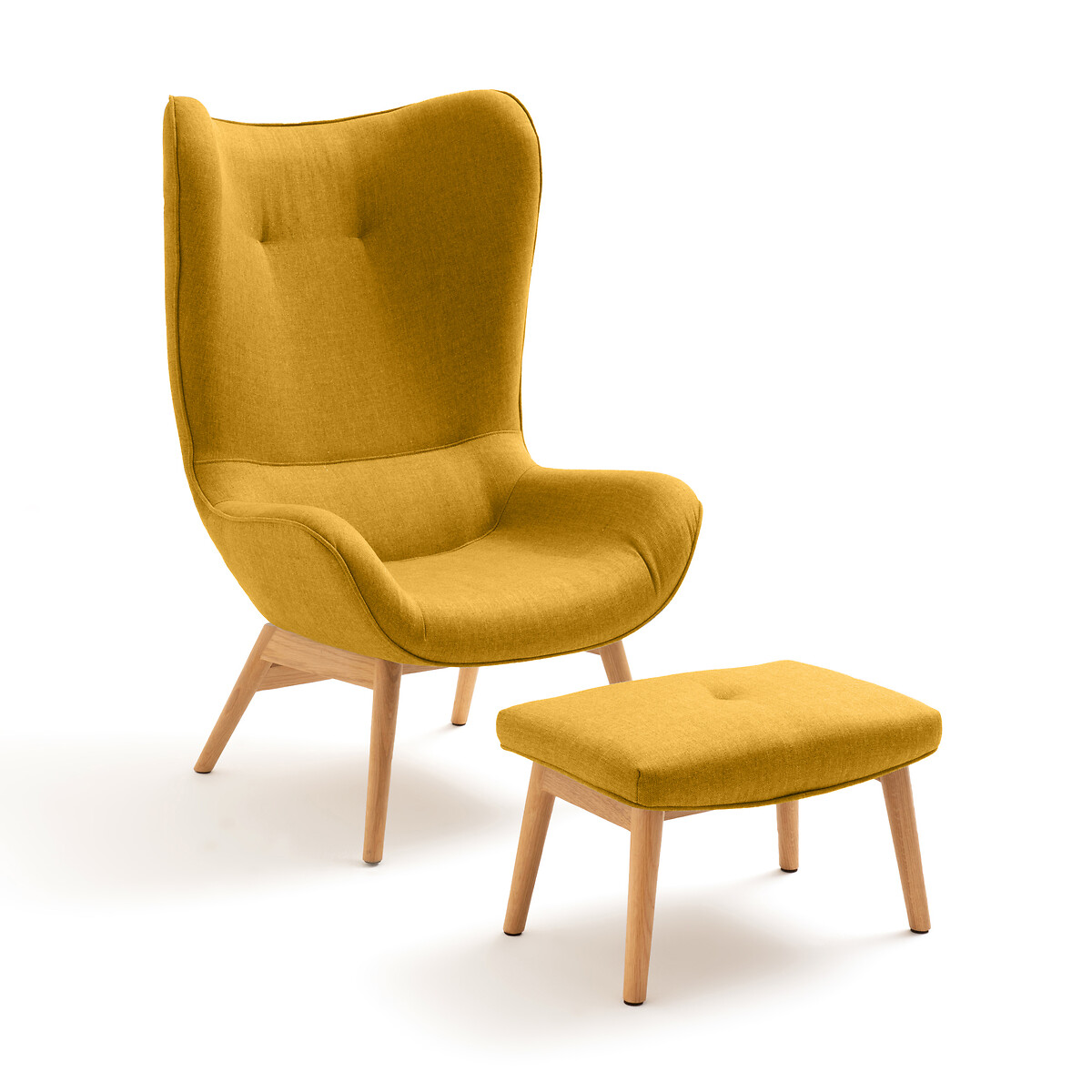 Кресло La Redoute С загнутыми краями и подставкой для ног Crueso единый размер желтый - фото 1