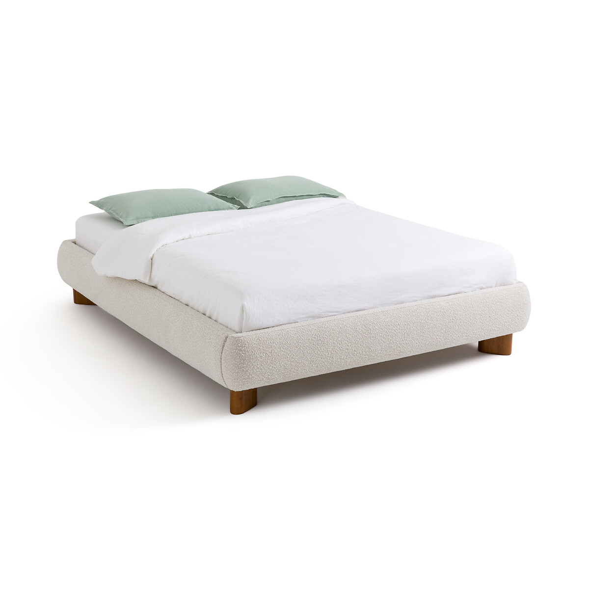 Кровать С отделкой малой пряжей и кроватным основанием Mila 160 x 200 см бежевый