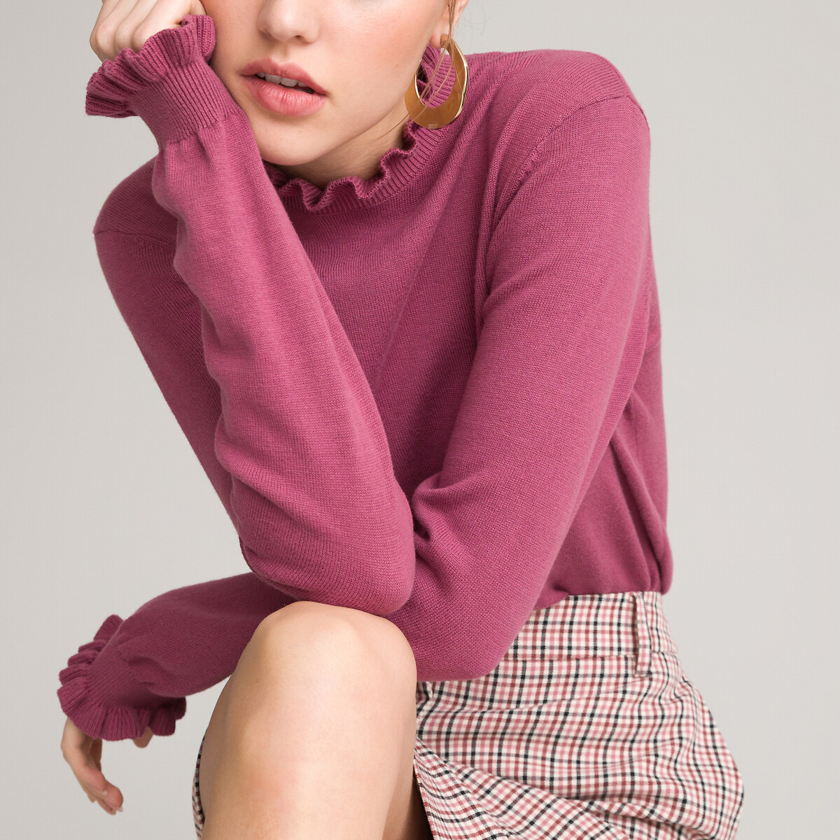Пуловер LA REDOUTE COLLECTIONS С воротником-стойкой XL розовый, размер XL - фото 3