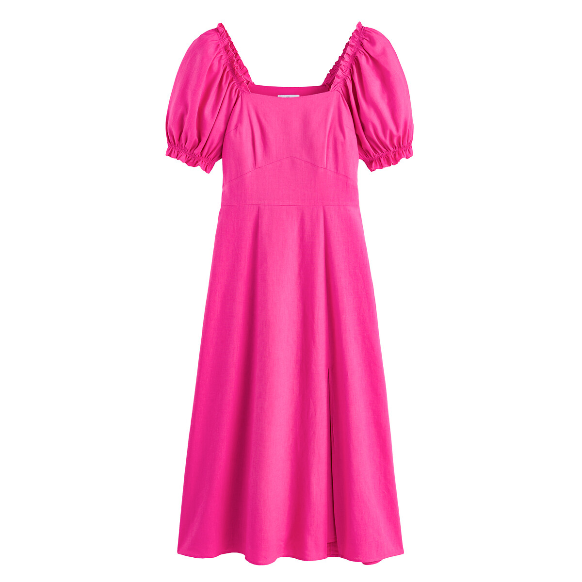Платье LA REDOUTE COLLECTIONS Длинное с квадратным вырезом из смешанного льна 54 розовый, размер 54 - фото 5