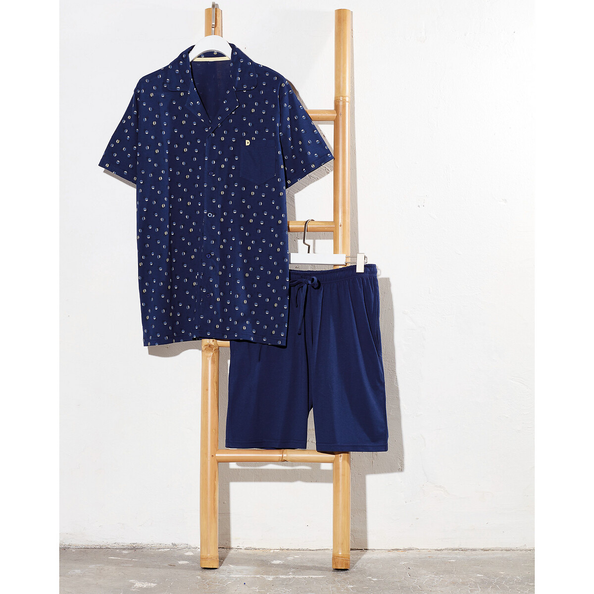 Пижама LaRedoute Шорты с рубашкой XXL синий, размер XXL - фото 1