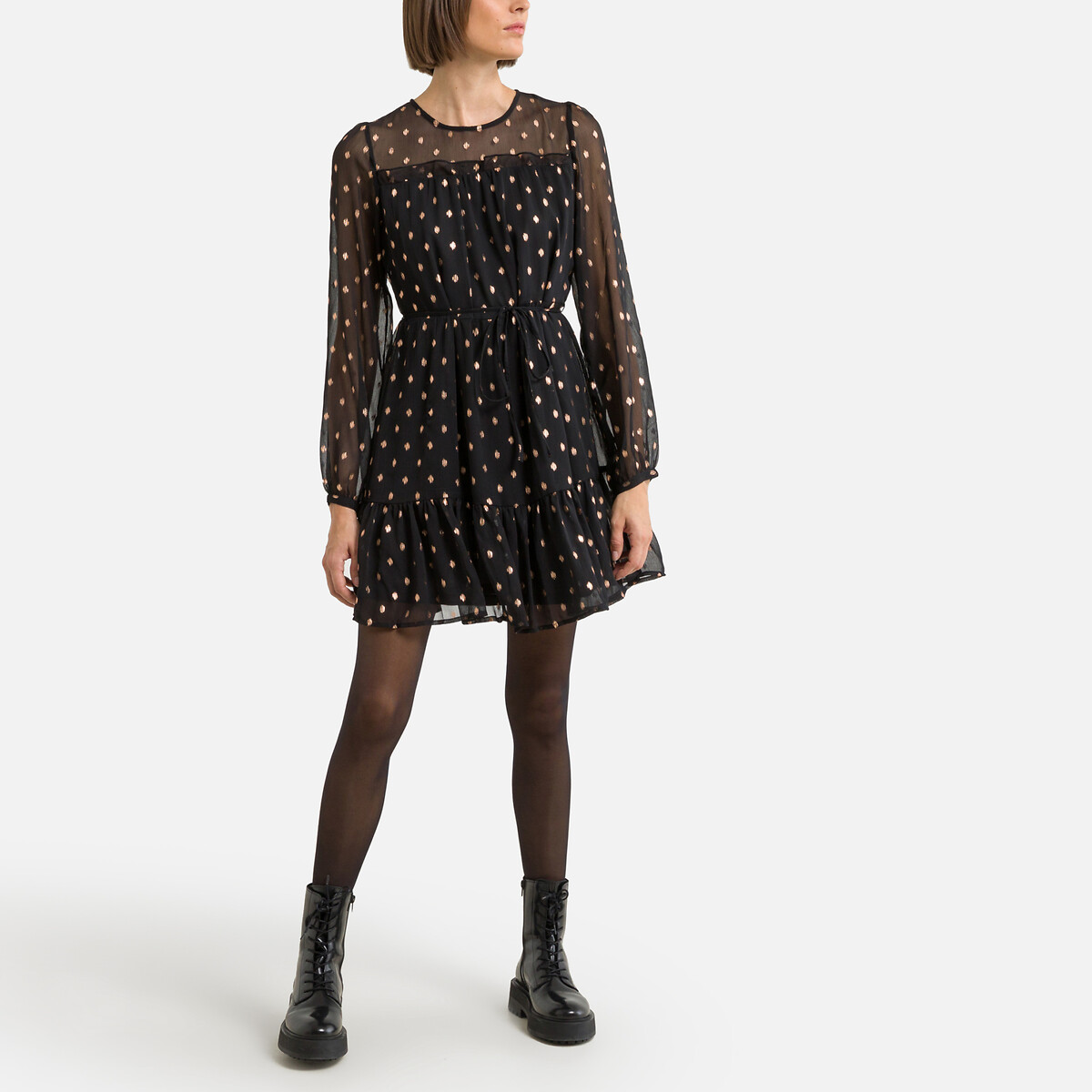 Платье Короткое с принтом фольга XS черный LaRedoute, размер XS - фото 2