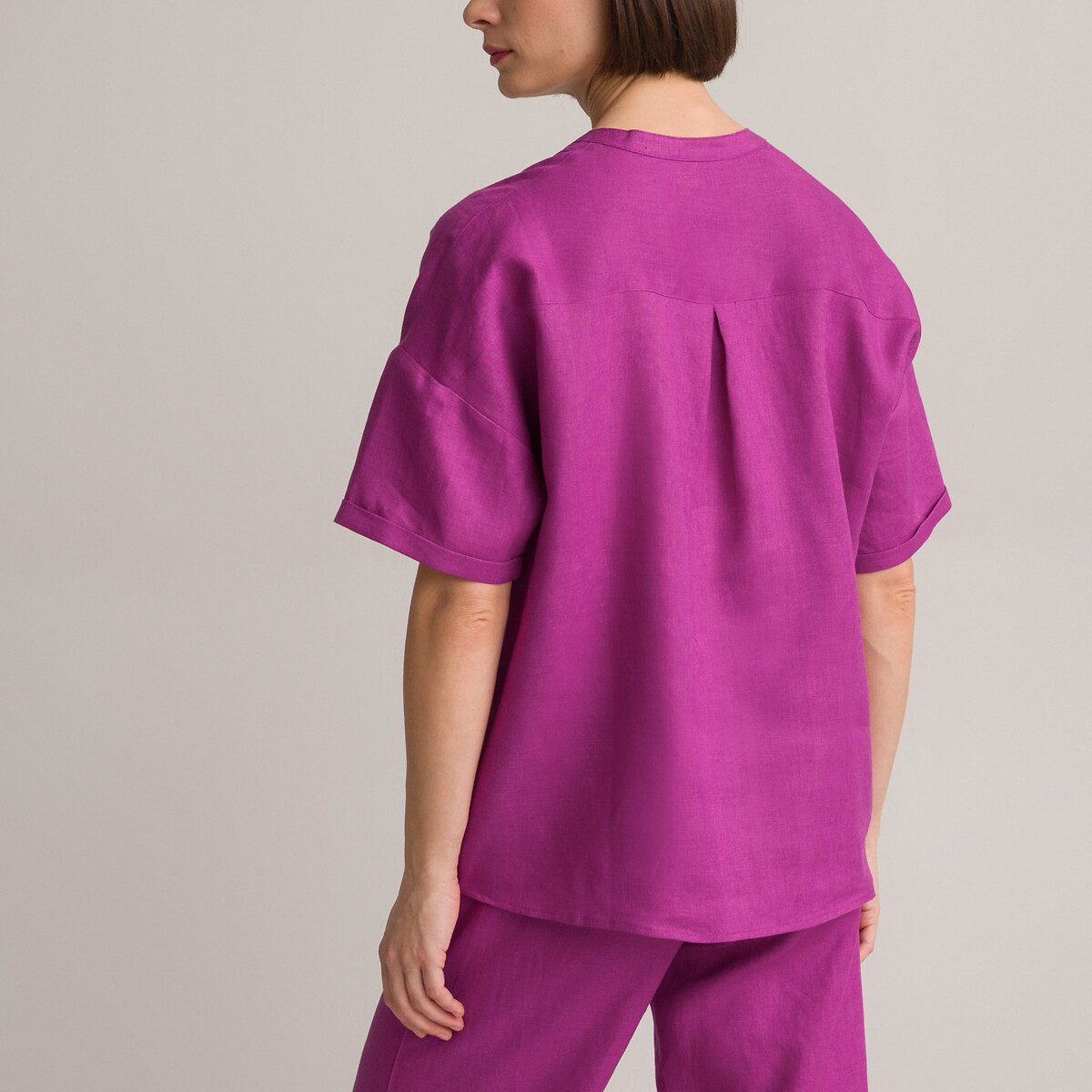 Рубашка С короткими рукавами 100 лен 36 (FR) - 42 (RUS) фиолетовый LaRedoute, размер 36 (FR) - 42 (RUS) Рубашка С короткими рукавами 100 лен 36 (FR) - 42 (RUS) фиолетовый - фото 4