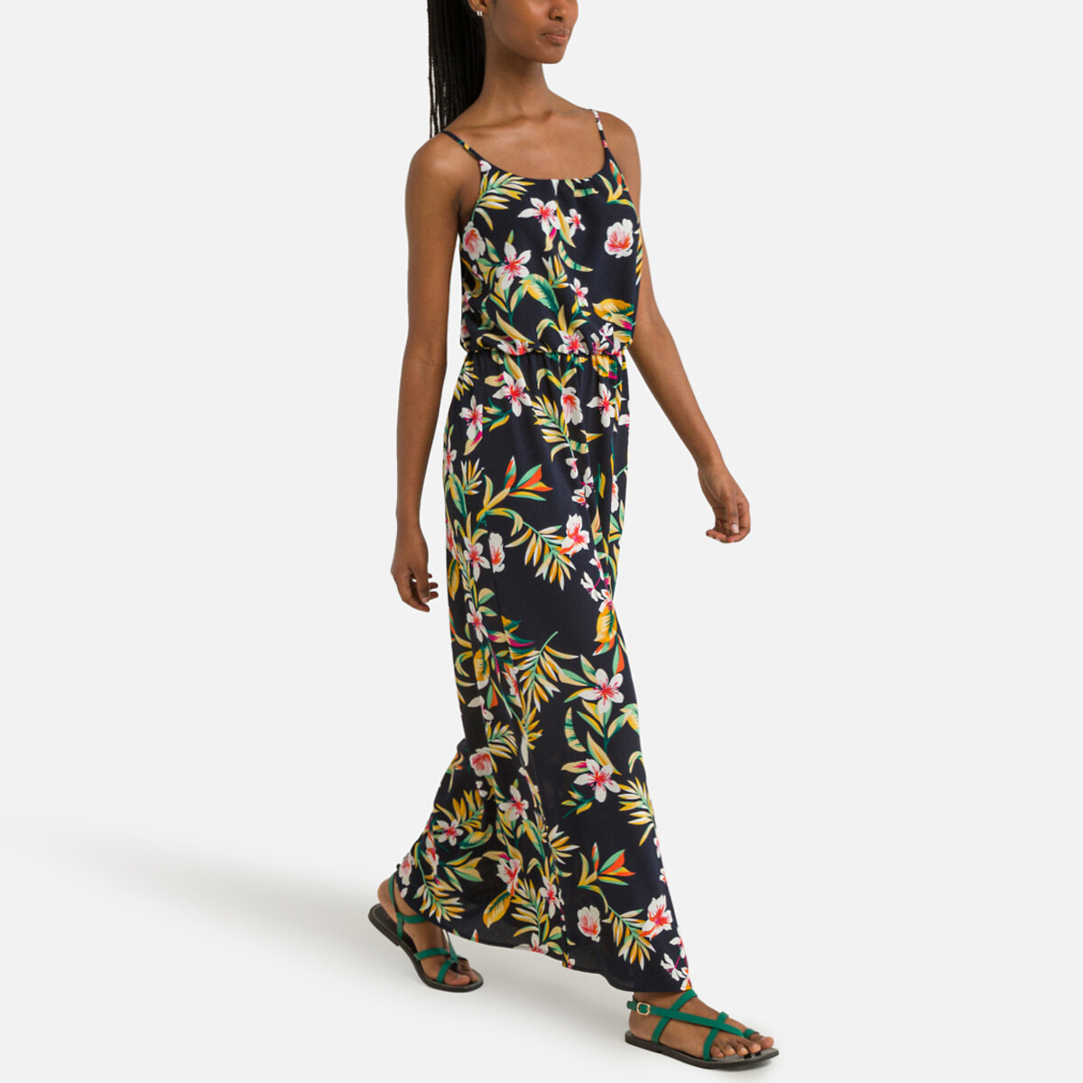 Платье Длинное с тропическим принтом 44 разноцветный