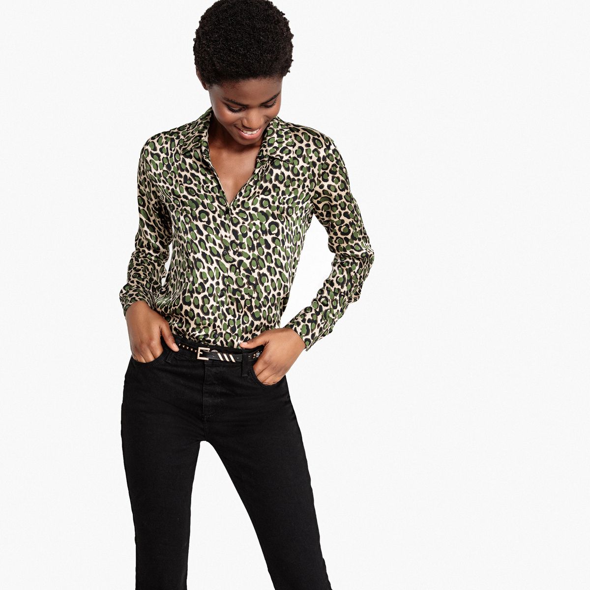 Chemise manches longues, imprimé léopard