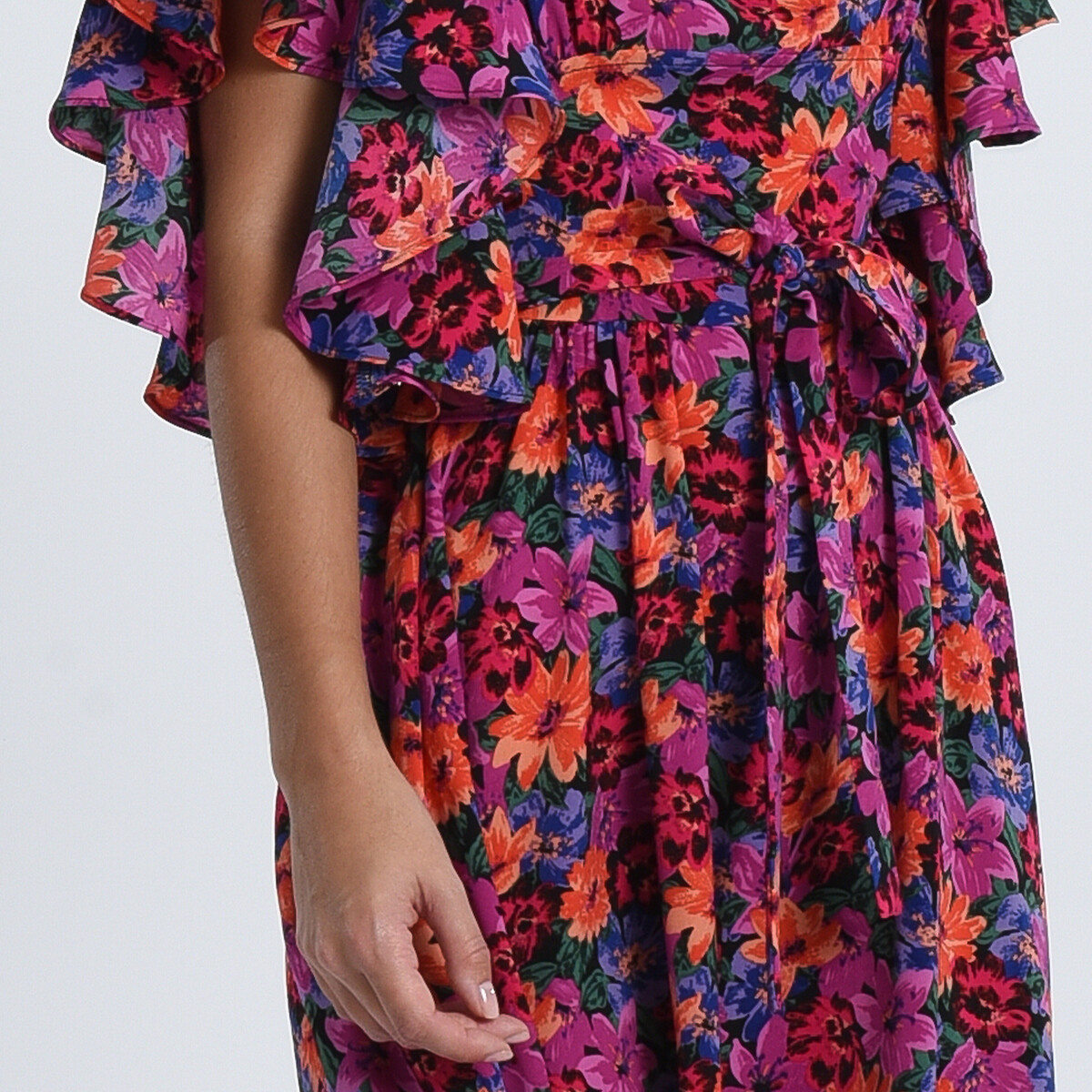 Платье С принтом короткие рукава с воланом XL розовый LaRedoute, размер XL - фото 3