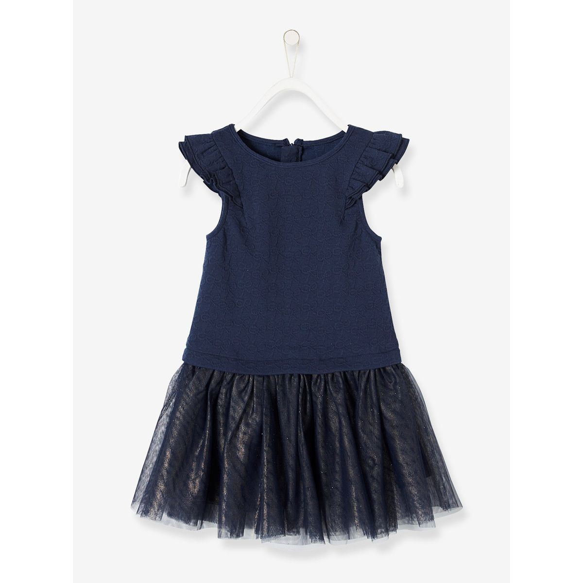 Robe fille bi-matière effet 2 en 1