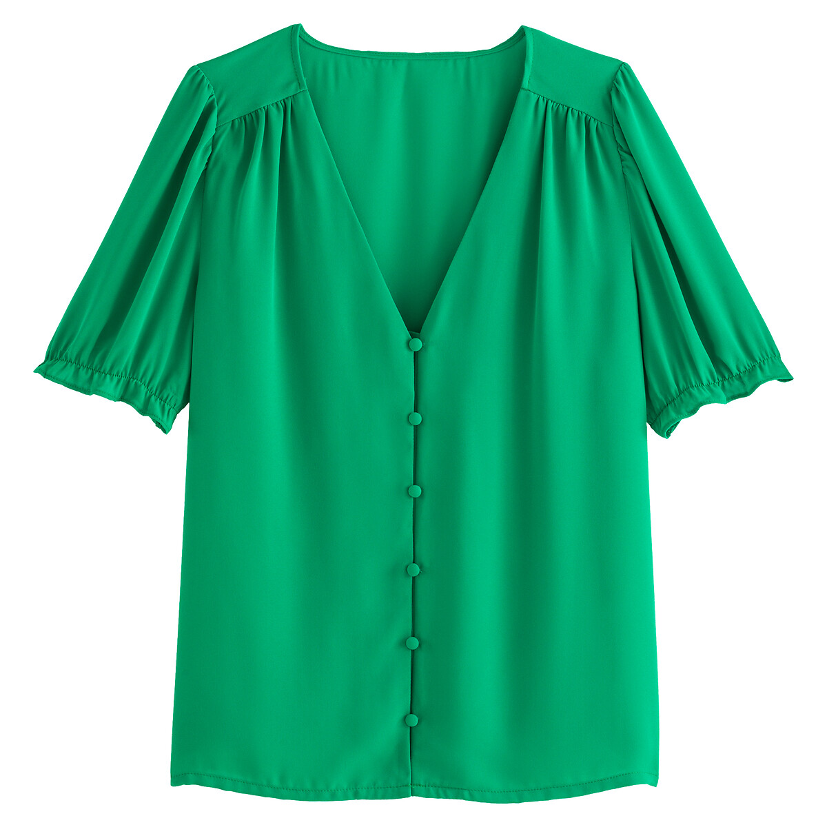 Блузка LA REDOUTE COLLECTIONS Блузка С V-образным вырезом с короткими рукавами 48 (FR) - 54 (RUS) зеленый, размер 48 (FR) - 54 (RUS) Блузка С V-образным вырезом с короткими рукавами 48 (FR) - 54 (RUS) зеленый - фото 5