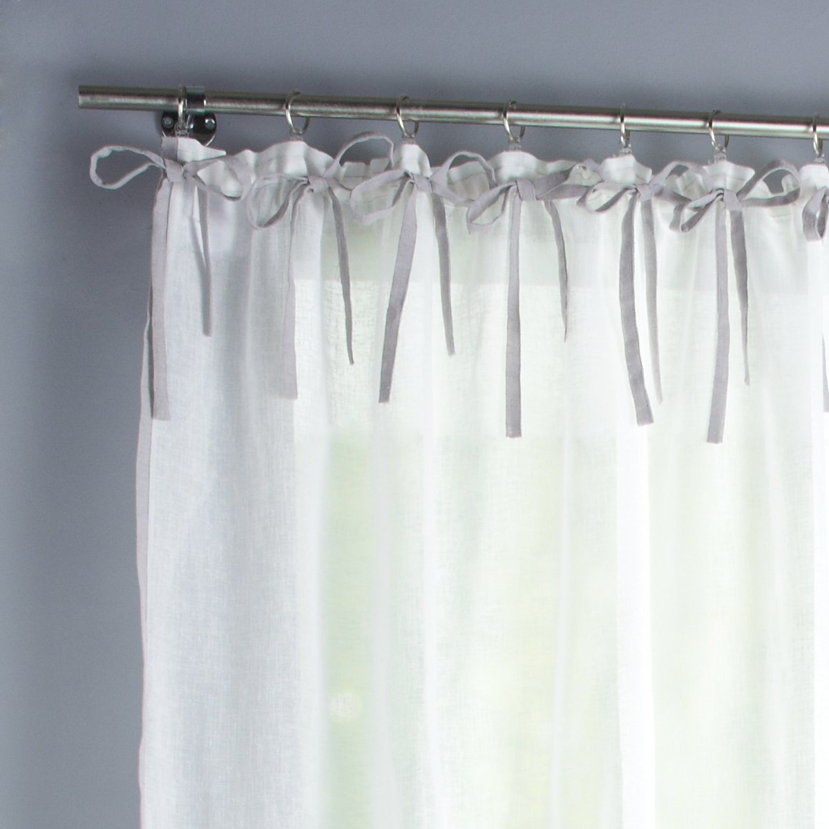Image of Meriza Linen-Effect Single Voile Panel with Gathered Header