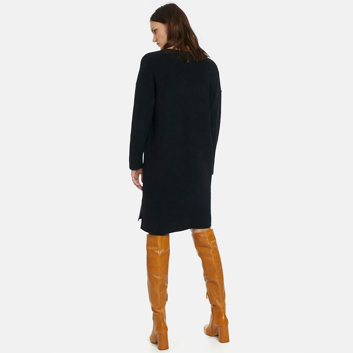 Платье-пуловер La Redoute Короткое с карманами S черный, размер S - фото 3