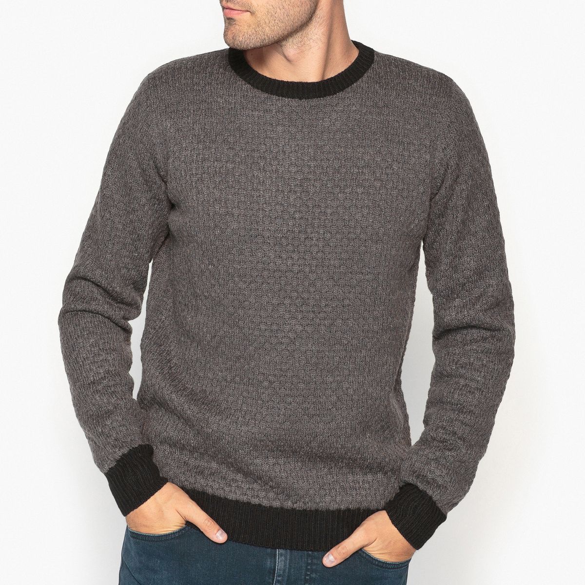 Pull col rond maille fantaisie
