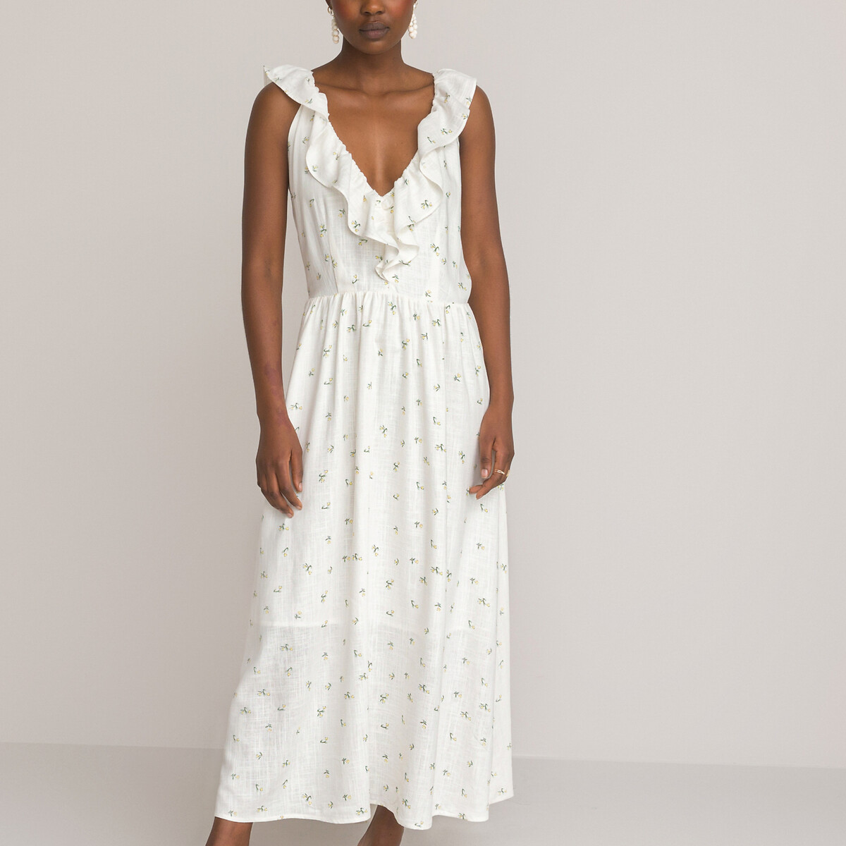Платье LA REDOUTE COLLECTIONS Средней длины без рукавов Материал вискоза 44 белый, размер 44 - фото 2