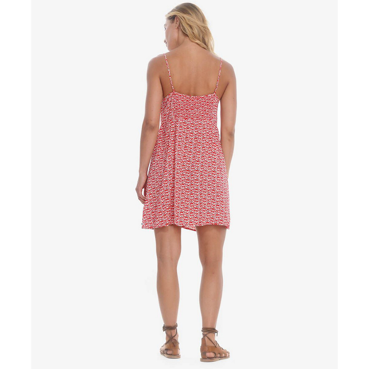 Платье LaRedoute Короткое с рисунком на тонких бретелях XS розовый, размер XS - фото 2