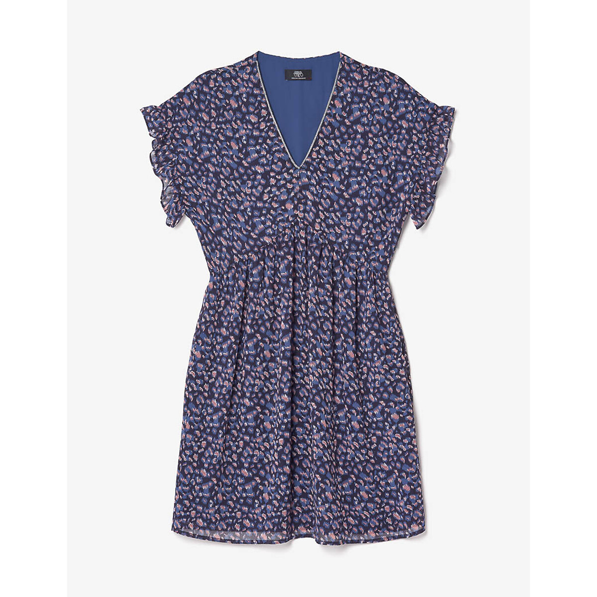 Платье С V-образным вырезом короткие рукава с принтом XL синий LaRedoute, размер XL - фото 3