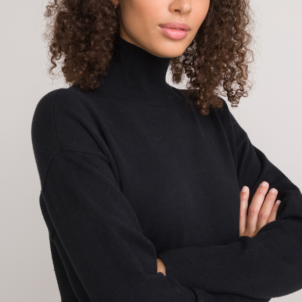 Платье-пуловер воротник с отворотом длинные рукава  XL черный LaRedoute, размер XL - фото 3