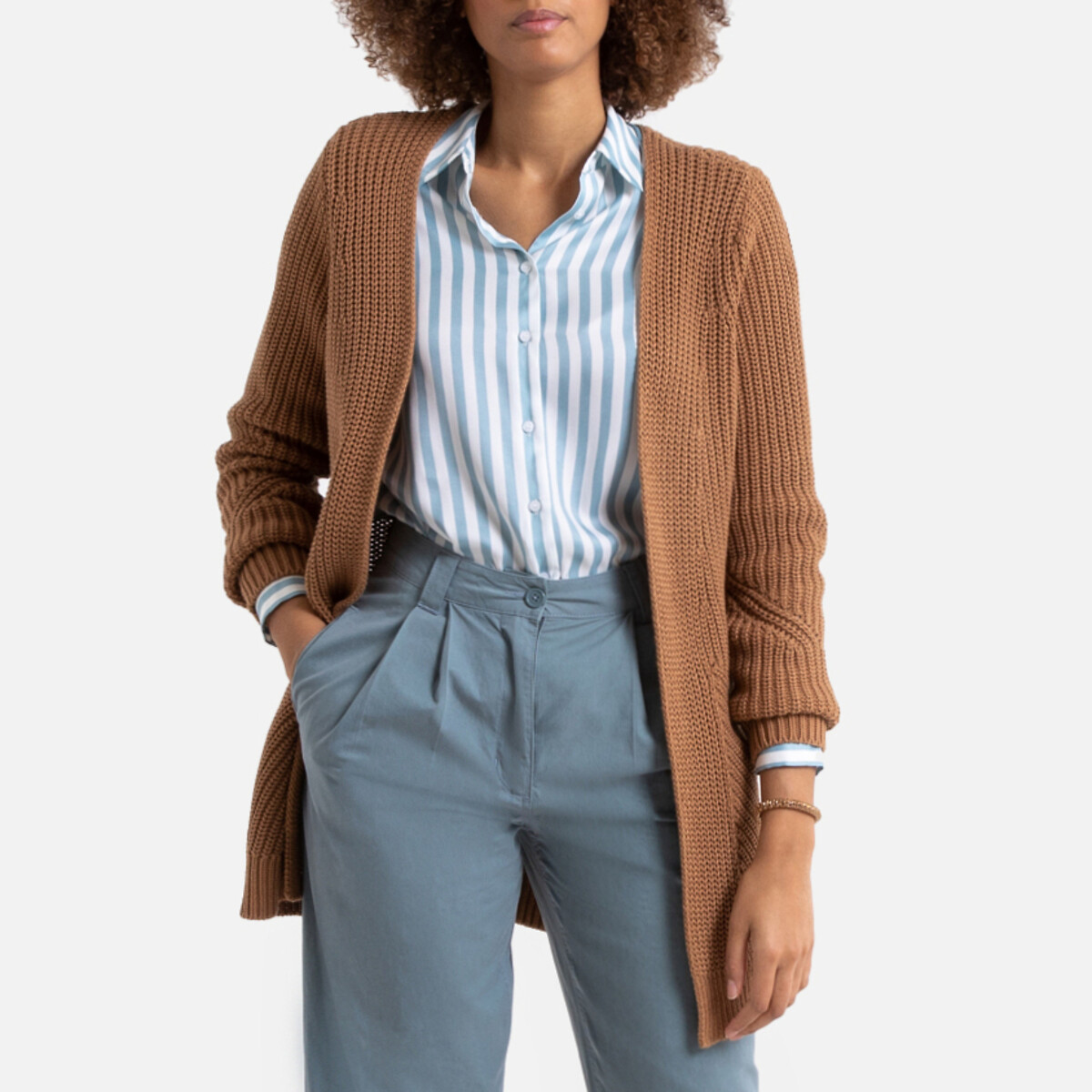 

Кардиган La Redoute, Каштановый, Из плотного хлопкового трикотажа M каштановый