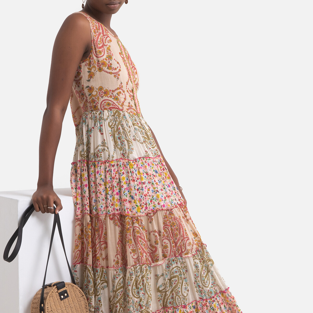Платье LaRedoute Длинное CASSECOU расклешенное с рисунком S бежевый, размер S - фото 2