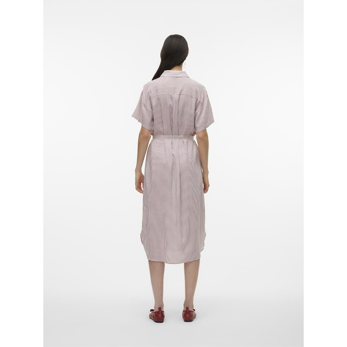 Платье-рубашка в полоску с завязками  M розовый LaRedoute, размер M - фото 4
