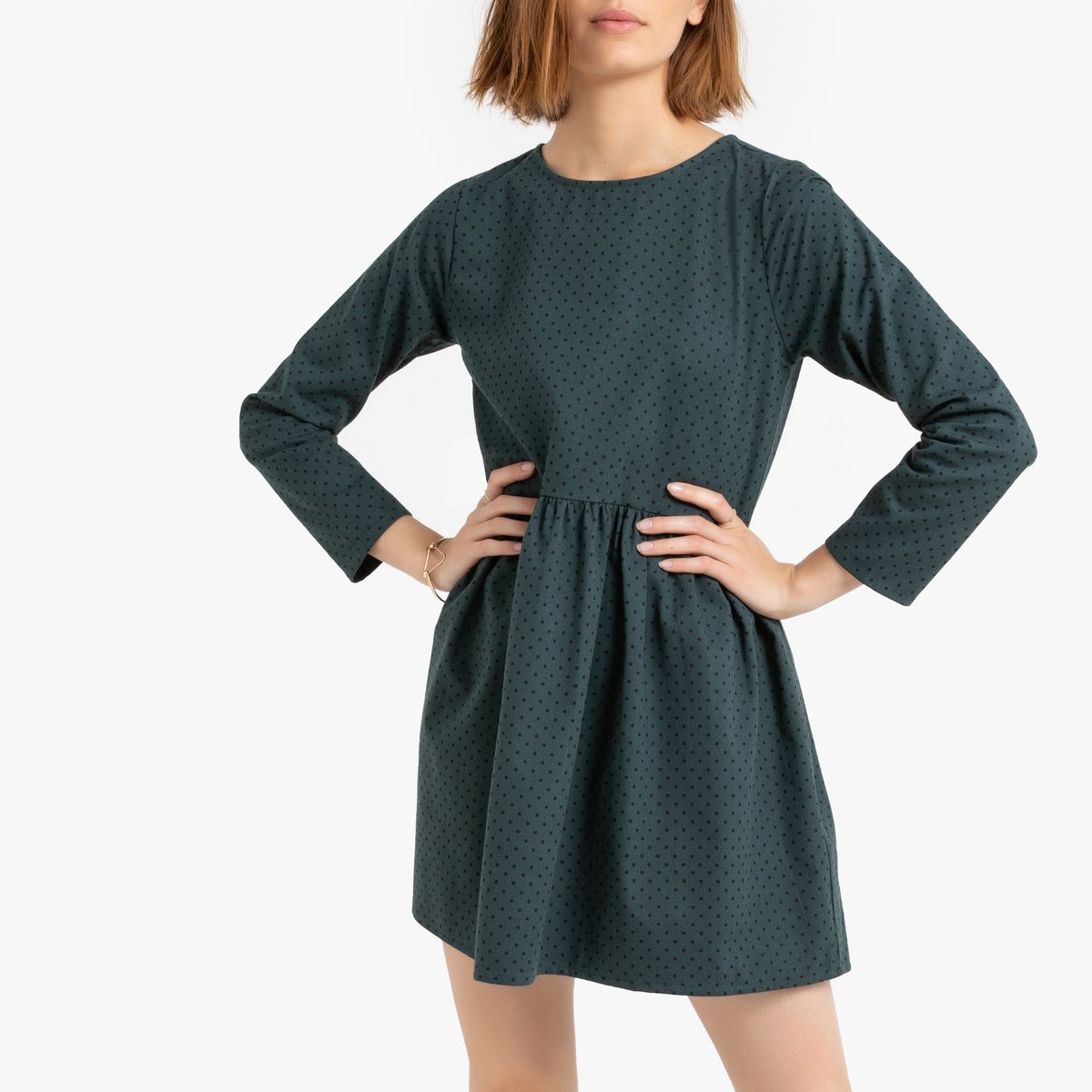 

Платье La Redoute, Зеленый, Расклешенное короткое с рисунком в горошек из хлопка XL зеленый