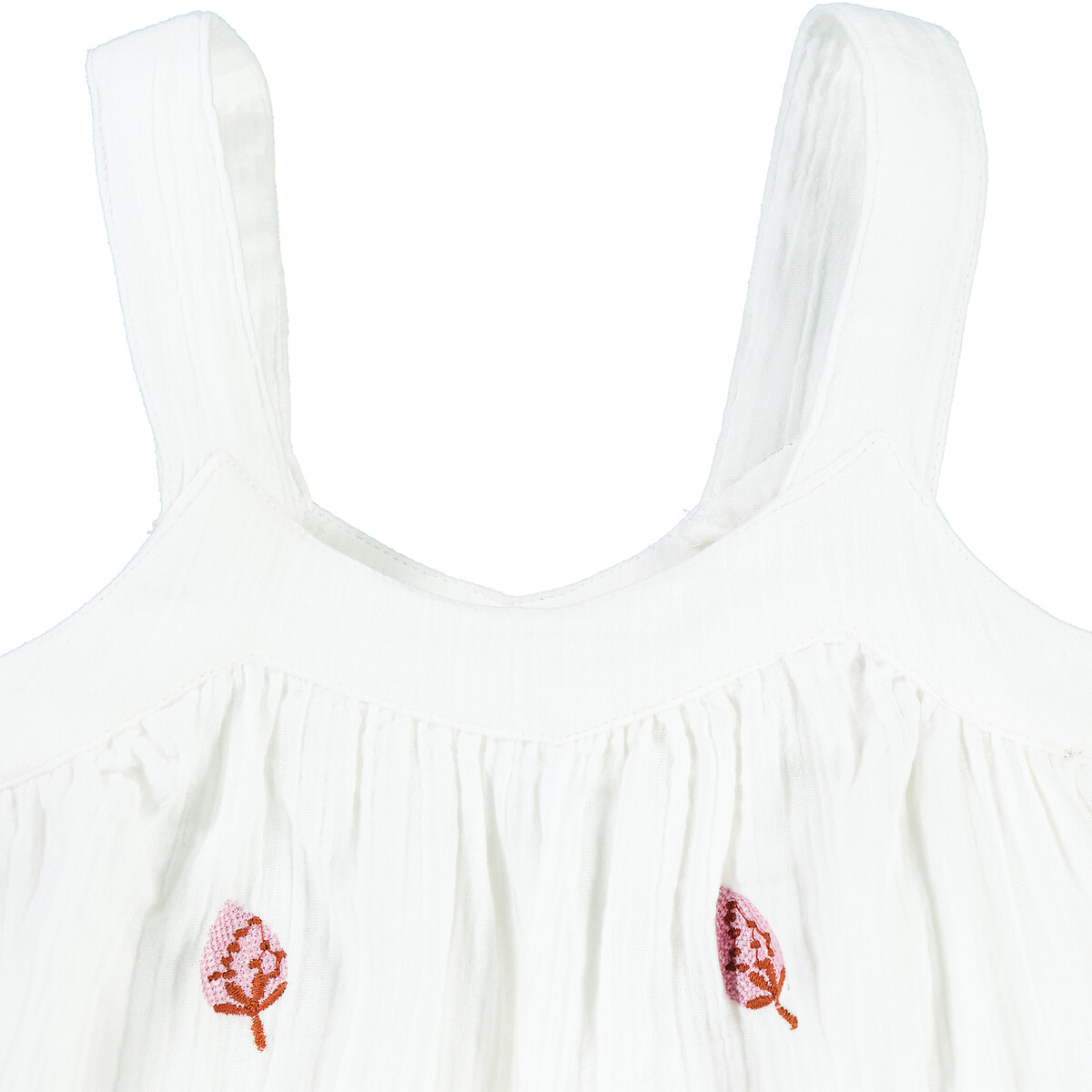 Блузка на бретелях вышивка клубника  5 лет - 108 см белый LaRedoute, размер 5 - фото 2