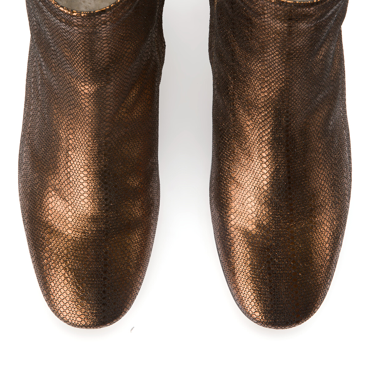 Ботинки LaRedoute Из кожи с металлическим отливом 35 каштановый, размер 35 - фото 3