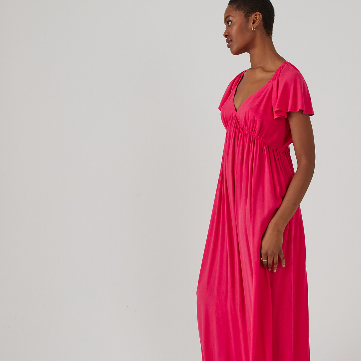 Платье-макси длинное рукава с воланами  52 розовый LaRedoute, размер 52 - фото 2