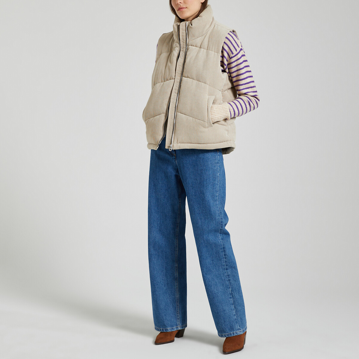 Куртка стеганая без рукавов с воротником-стойкой  XL бежевый LaRedoute, размер XL - фото 2