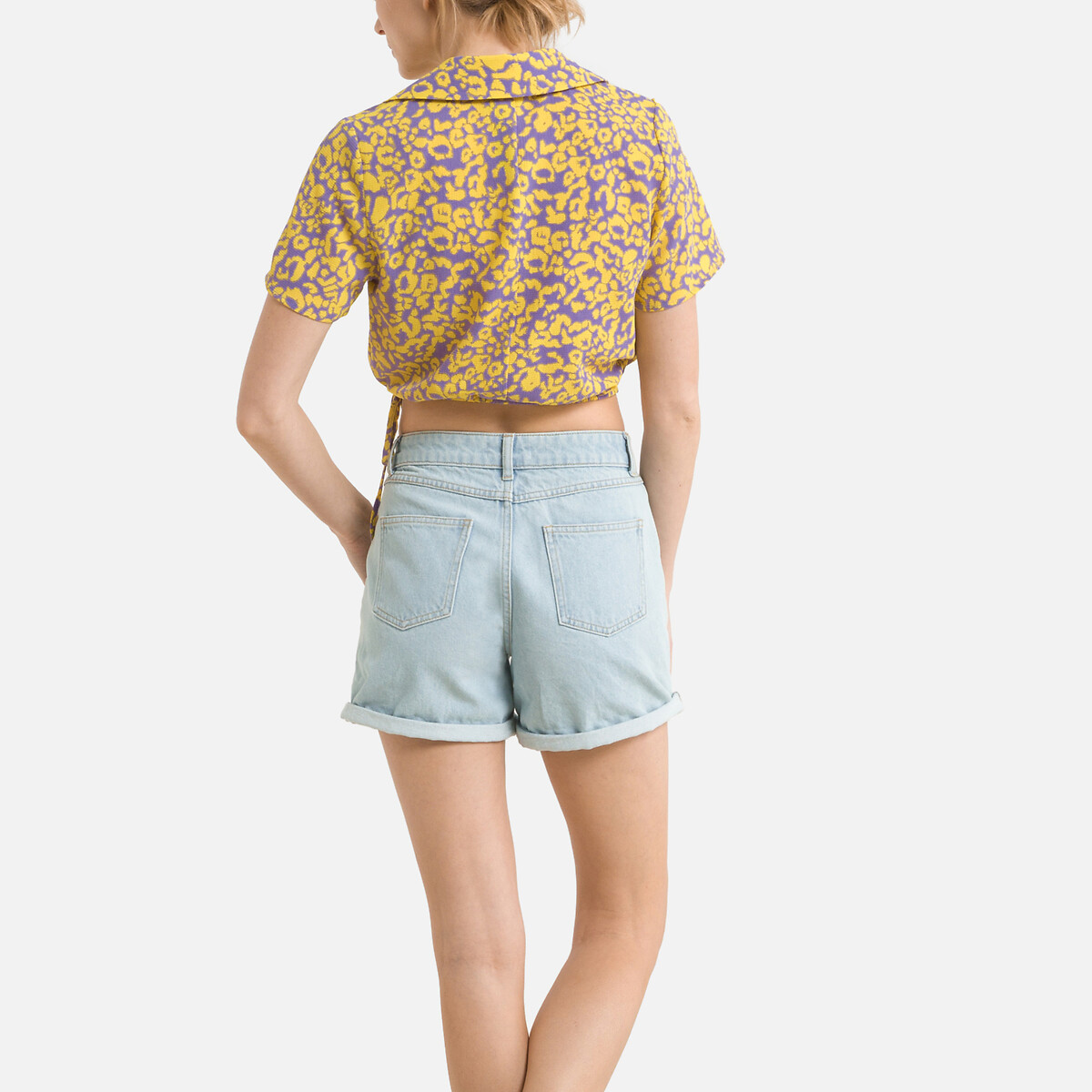 Блузка NOISY MAY Укороченная с анималистичным принтом на завязках XL фиолетовый, размер XL - фото 4