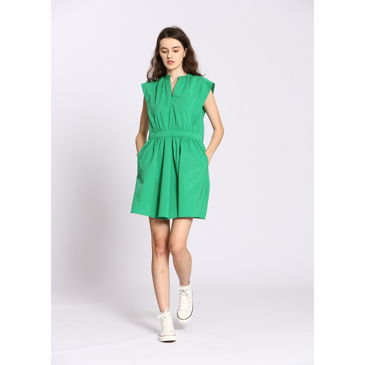 Платье Короткое расклешенное с короткими рукавами 3(L) зеленый LaRedoute, размер 3(L) Платье Короткое расклешенное с короткими рукавами 3(L) зеленый - фото 2