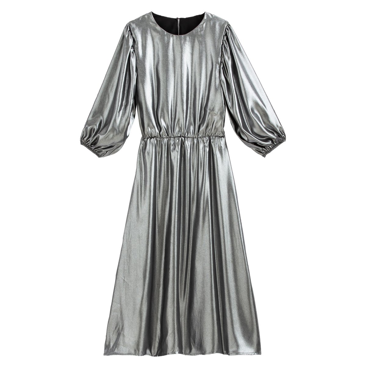Платье LaRedoute Блестящее с рукавами 34 длина 34 50 серый, размер 50 - фото 5