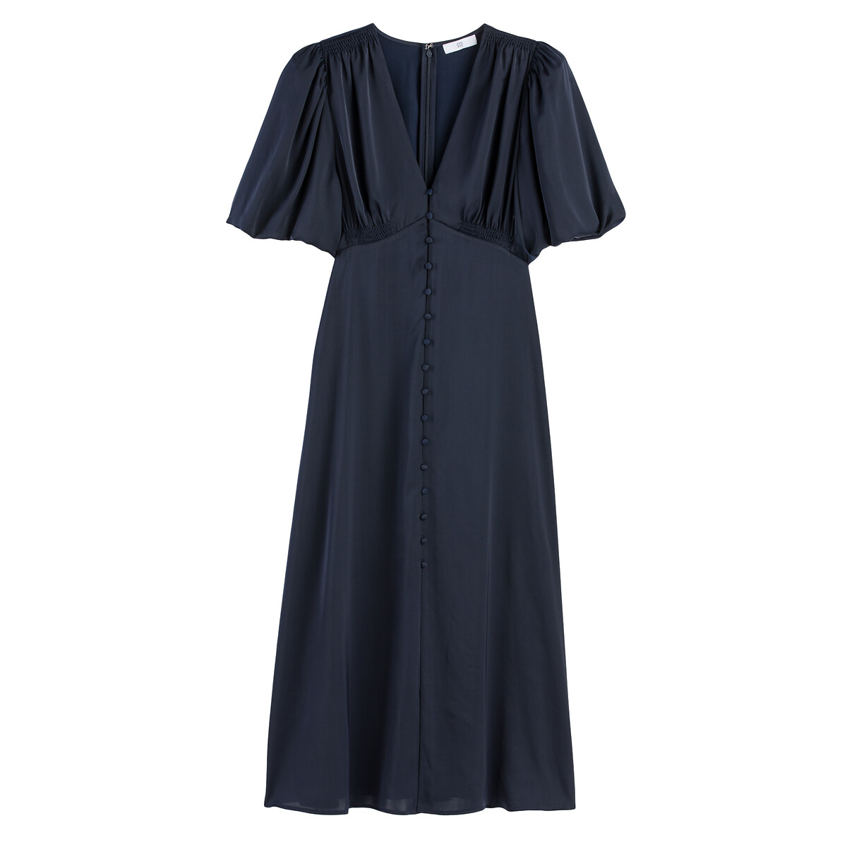 Платье Длинное расклешенное короткие рукава с напуском 46 синий LaRedoute, размер 46 - фото 5
