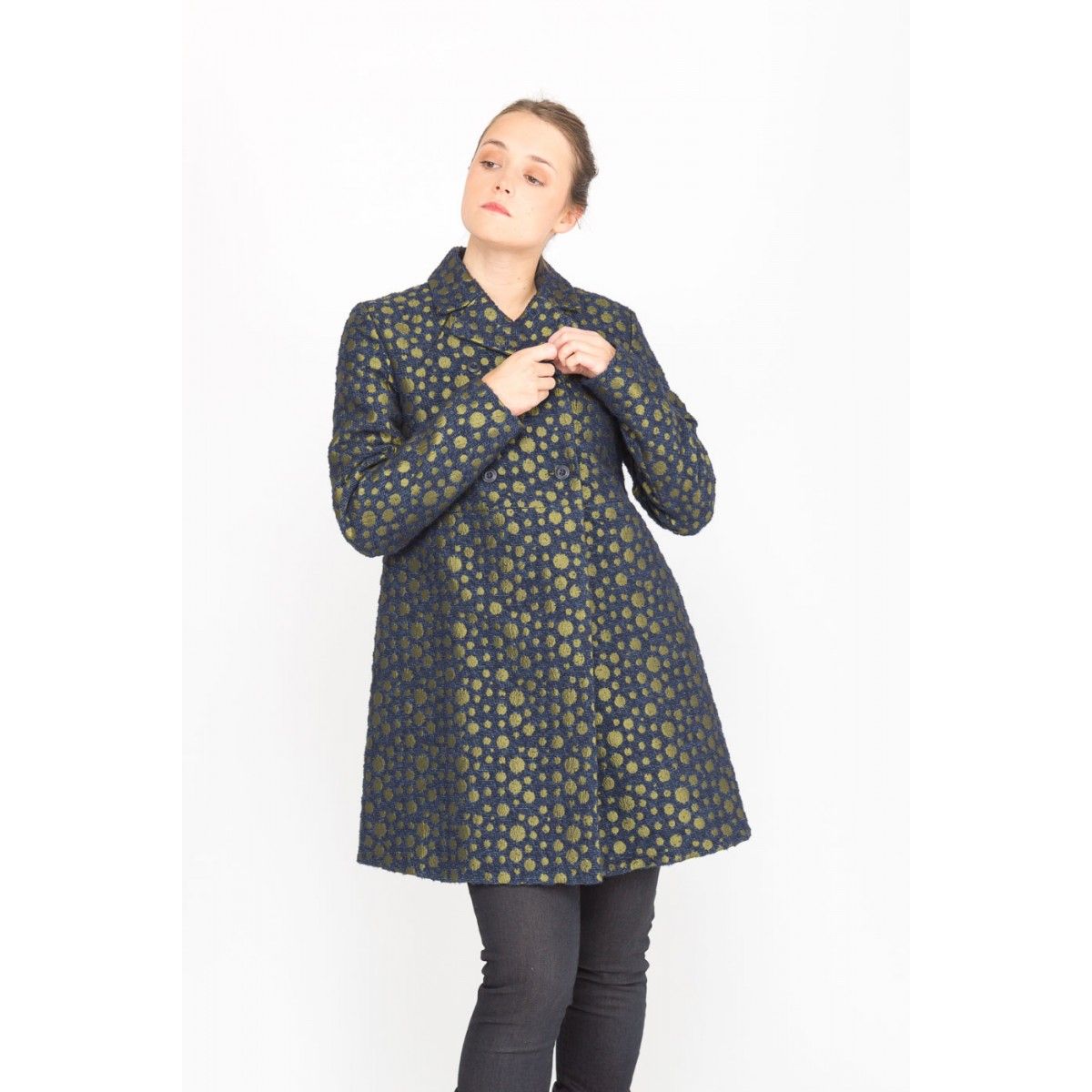 Manteau croisé bicolore HURI