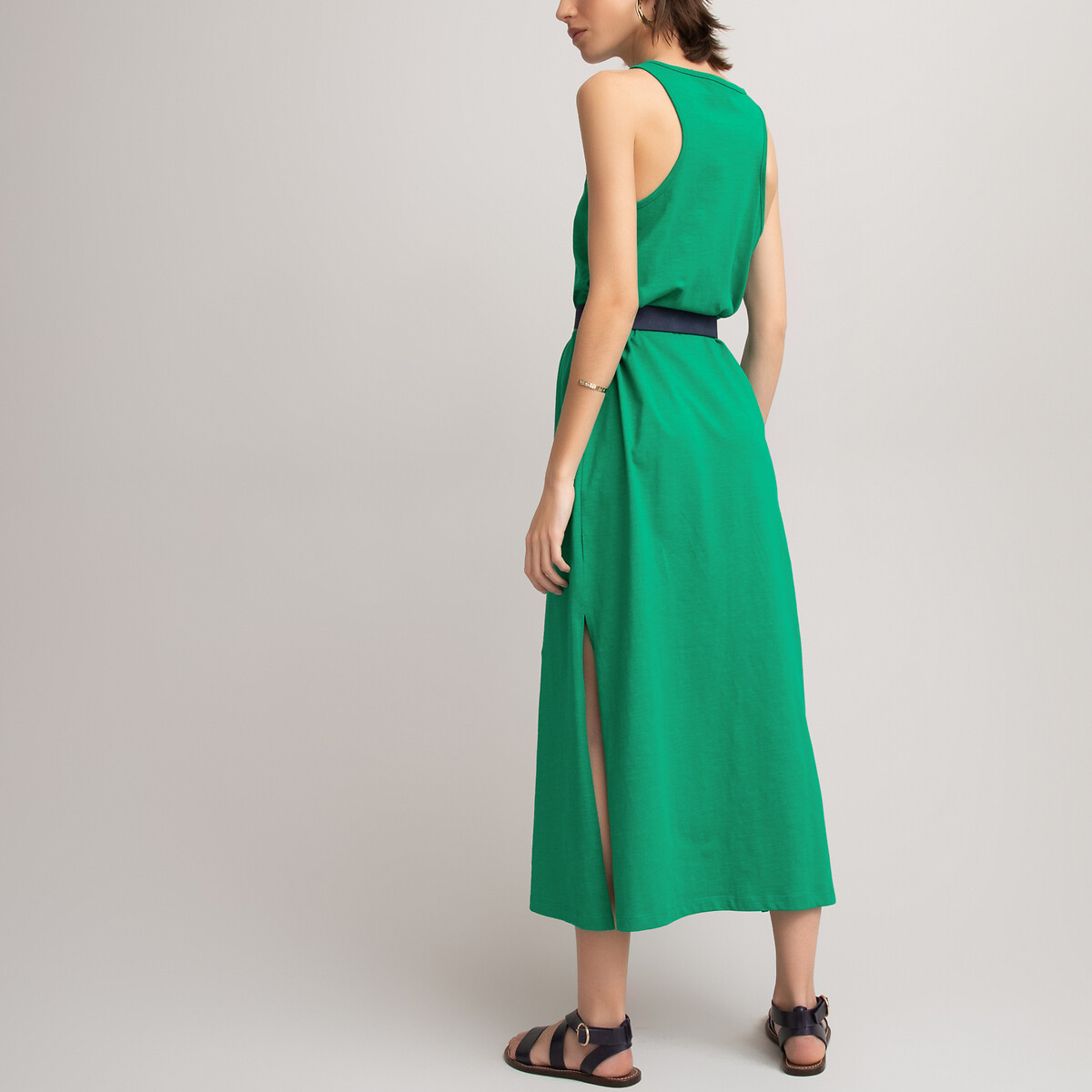Платье LaRedoute Длинное без рукавов из трикотажа 100 хлопок S зеленый, размер S - фото 3