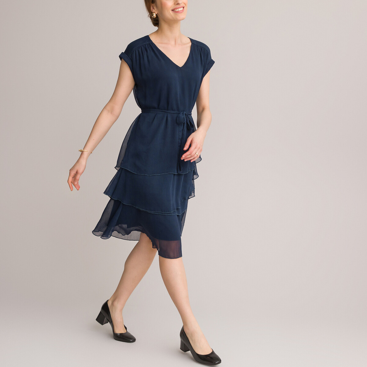Платье ANNE WEYBURN Платье Расклешенное с воланами без рукавов 48 синий, размер 48 - фото 2