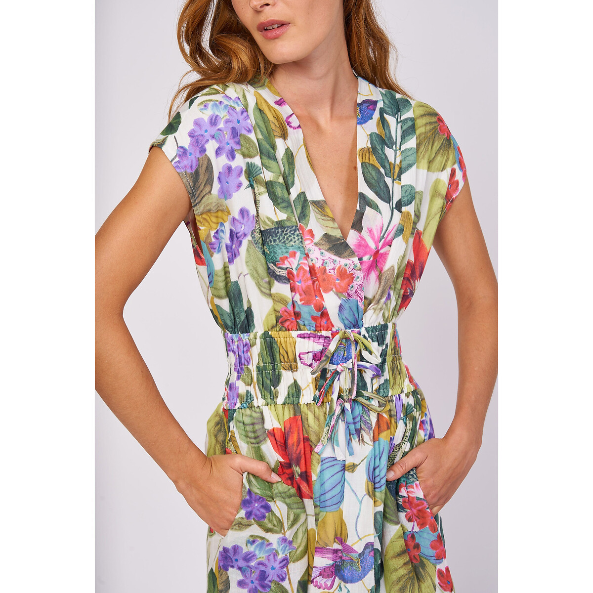 Платье Длинное с цветочным принтом Calvi XL бежевый LaRedoute, размер XL - фото 2