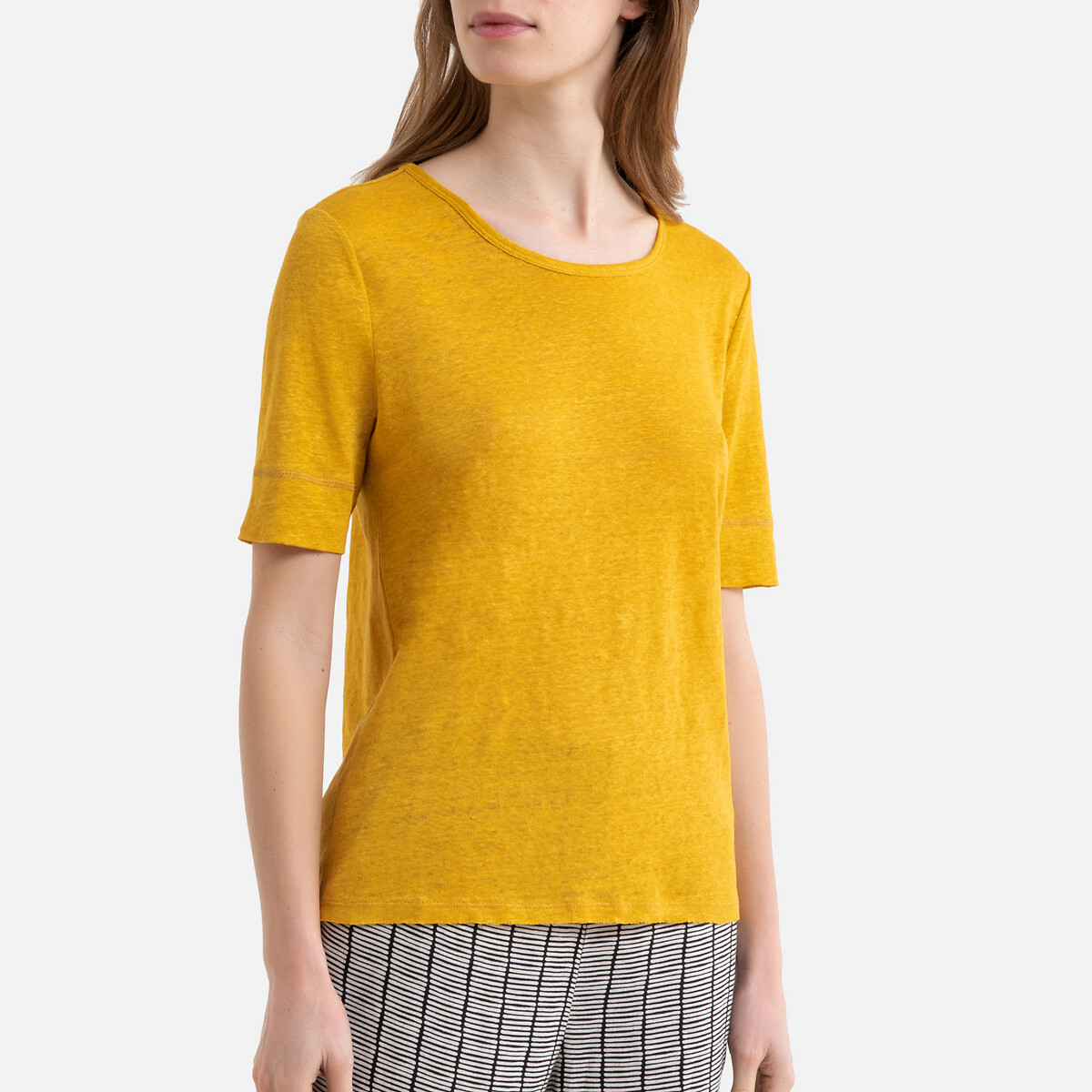 

Футболка La Redoute, Желтый, Из льна с рукавами IDALOA 2(M) желтый