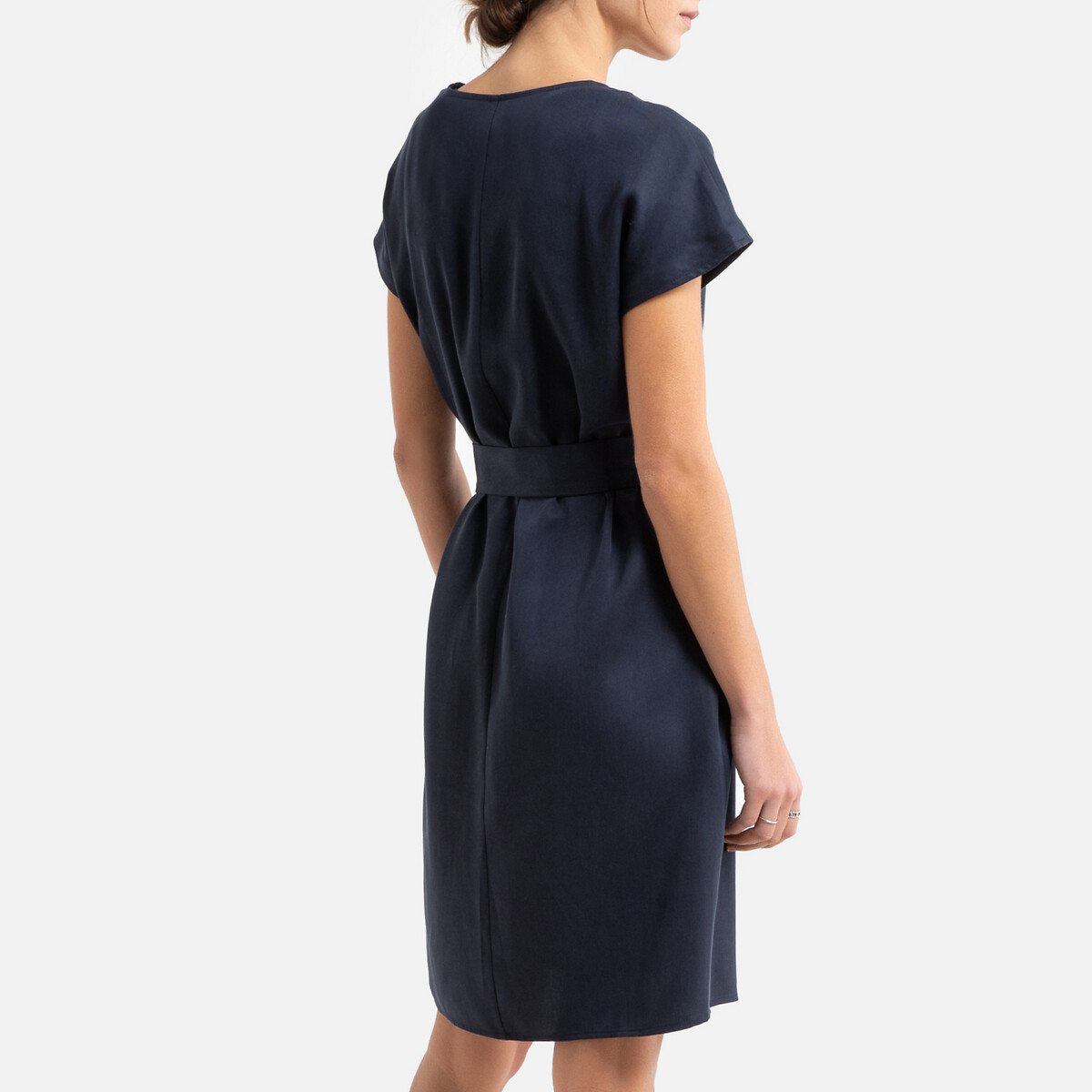 Платье LaRedoute С короткими рукавами и V-образным вырезом из лиоцелла CARLA M синий, размер M - фото 4