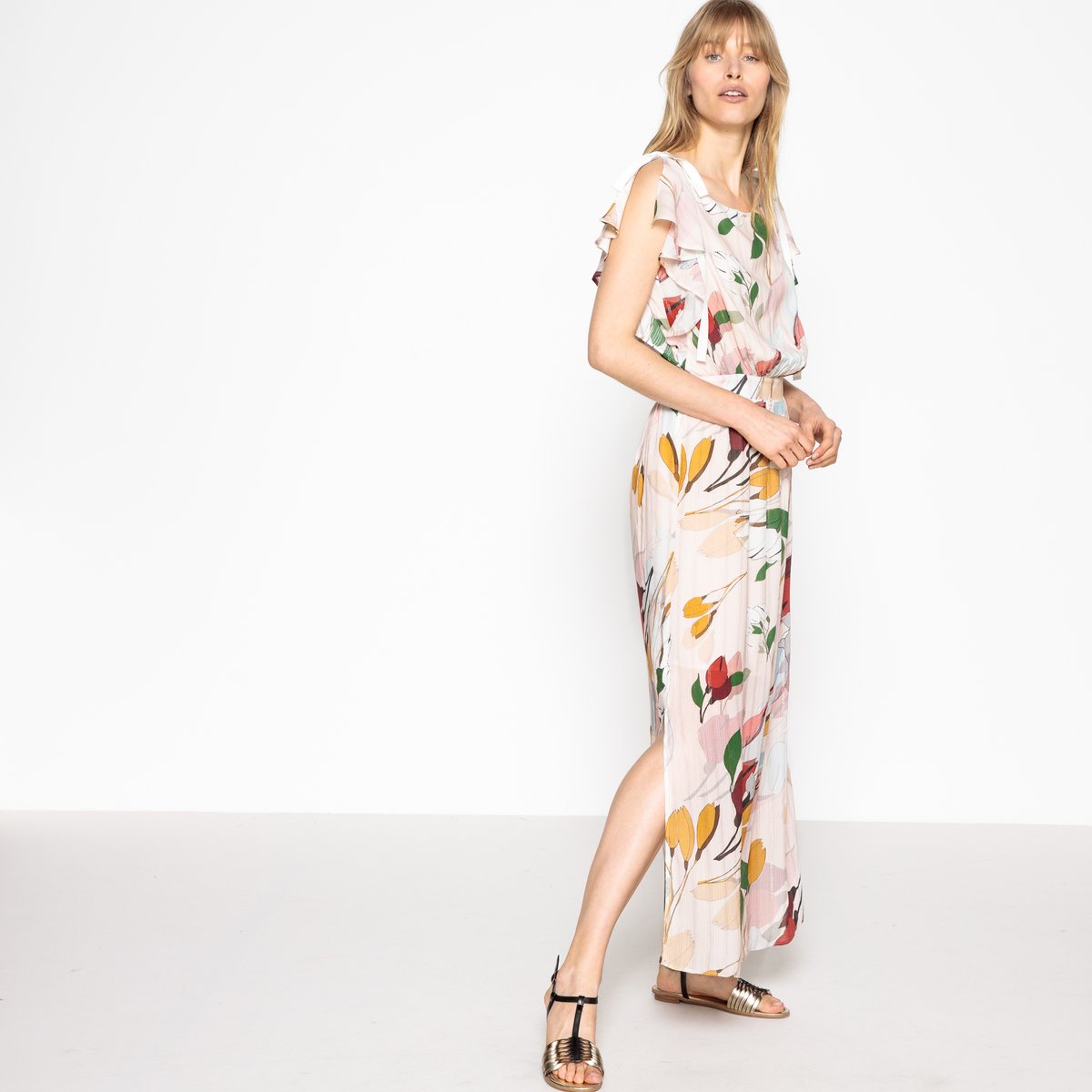 Maxikleid mit Blumenmuster und gerader Form