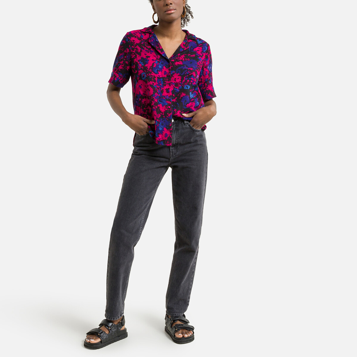 Блузка PIECES С принтом и пиджачным воротником XS розовый, размер XS - фото 2