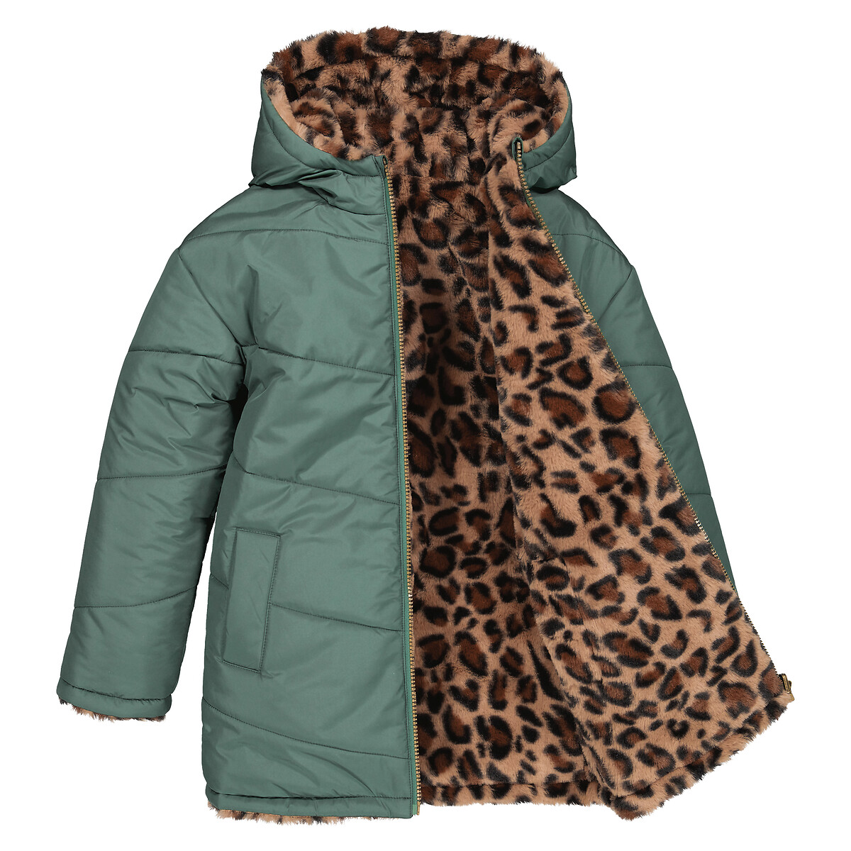 Куртка Стеганая утепленная двухсторонняя с капюшоном 4 года - 102 см зеленый LaRedoute, размер 4 года - 102 см - фото 5