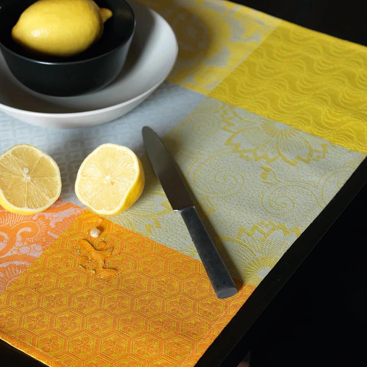 Set enduit Fleurs de Kyoto Soleil 52x38 100% coton