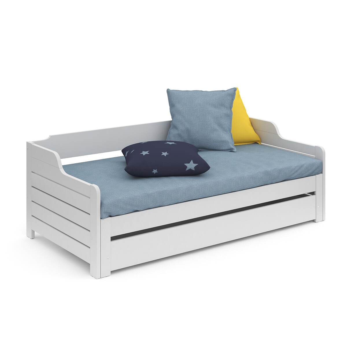 Кровать-банкетка раздвижная с ящиком для хранения и реечным дном Grimsby 90 x 190 см белый