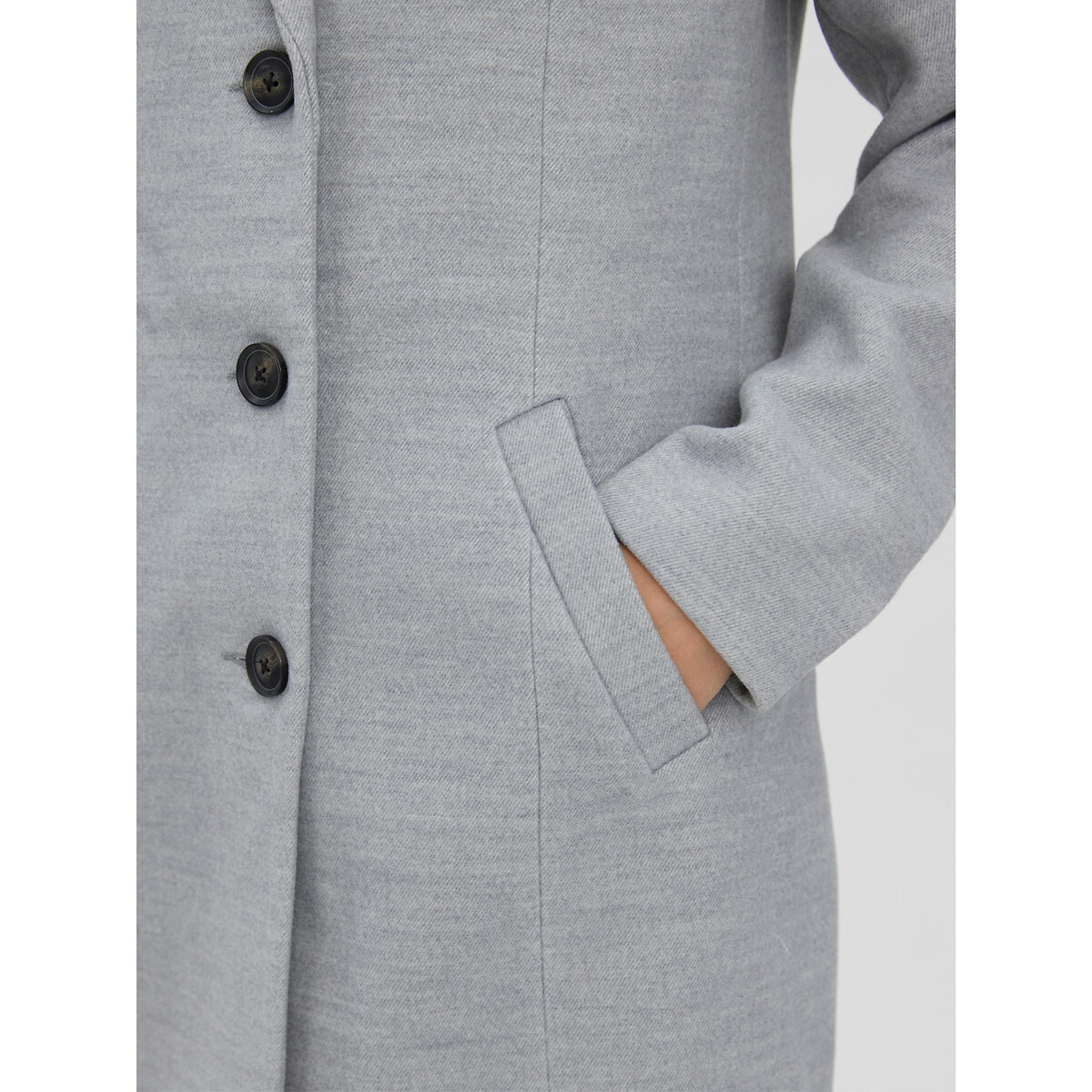 Пальто VERO MODA Прямого покроя костюмный воротник L серый, размер L - фото 4