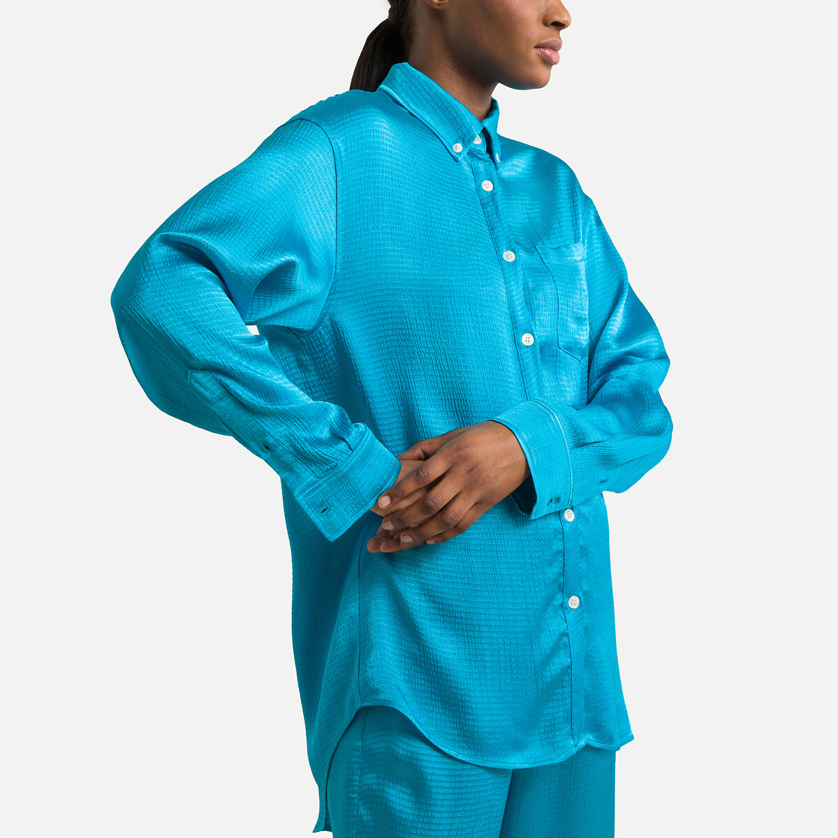 Рубашка С длинными рукавами Shaning M синий