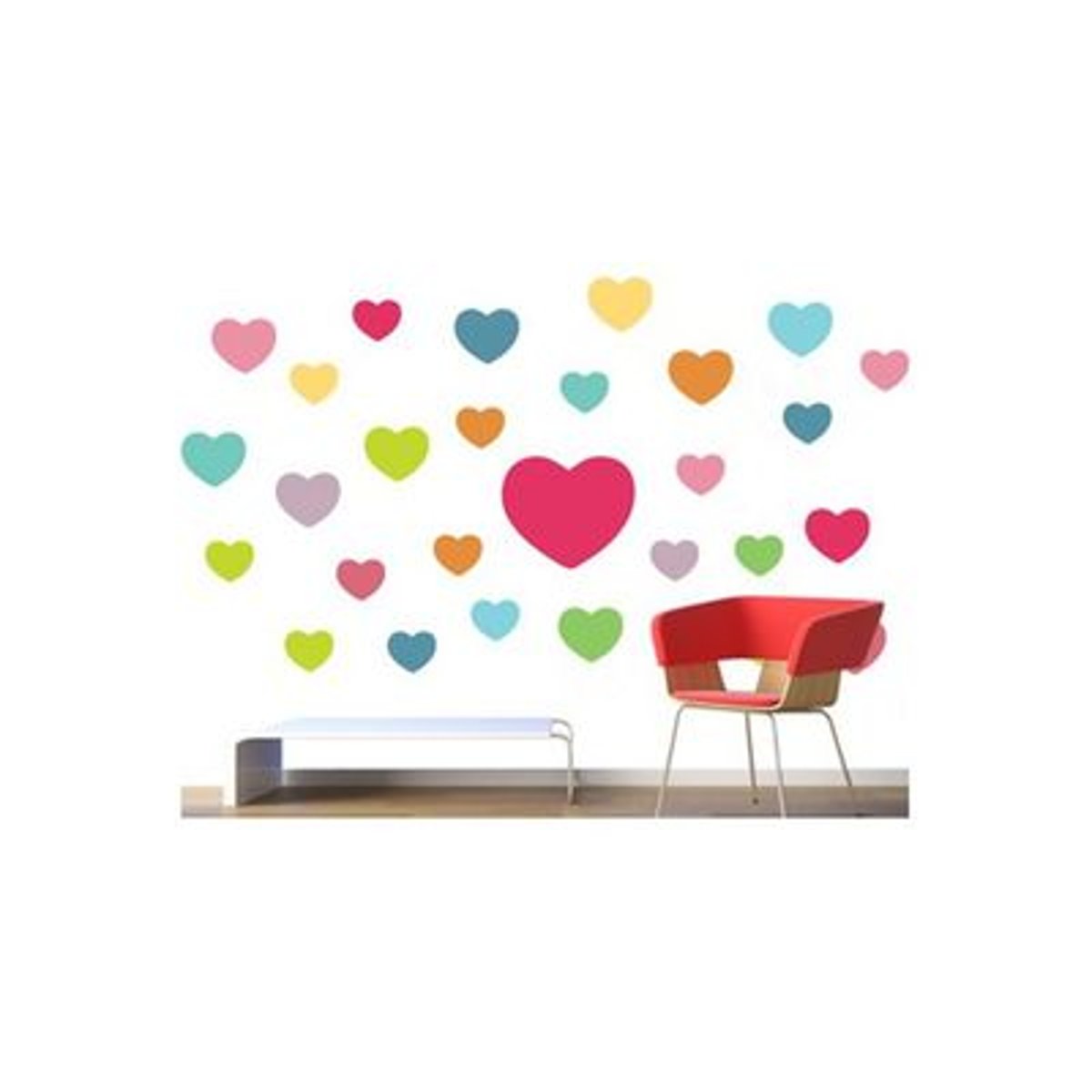 Stickers muraux : Coeurs couleurs