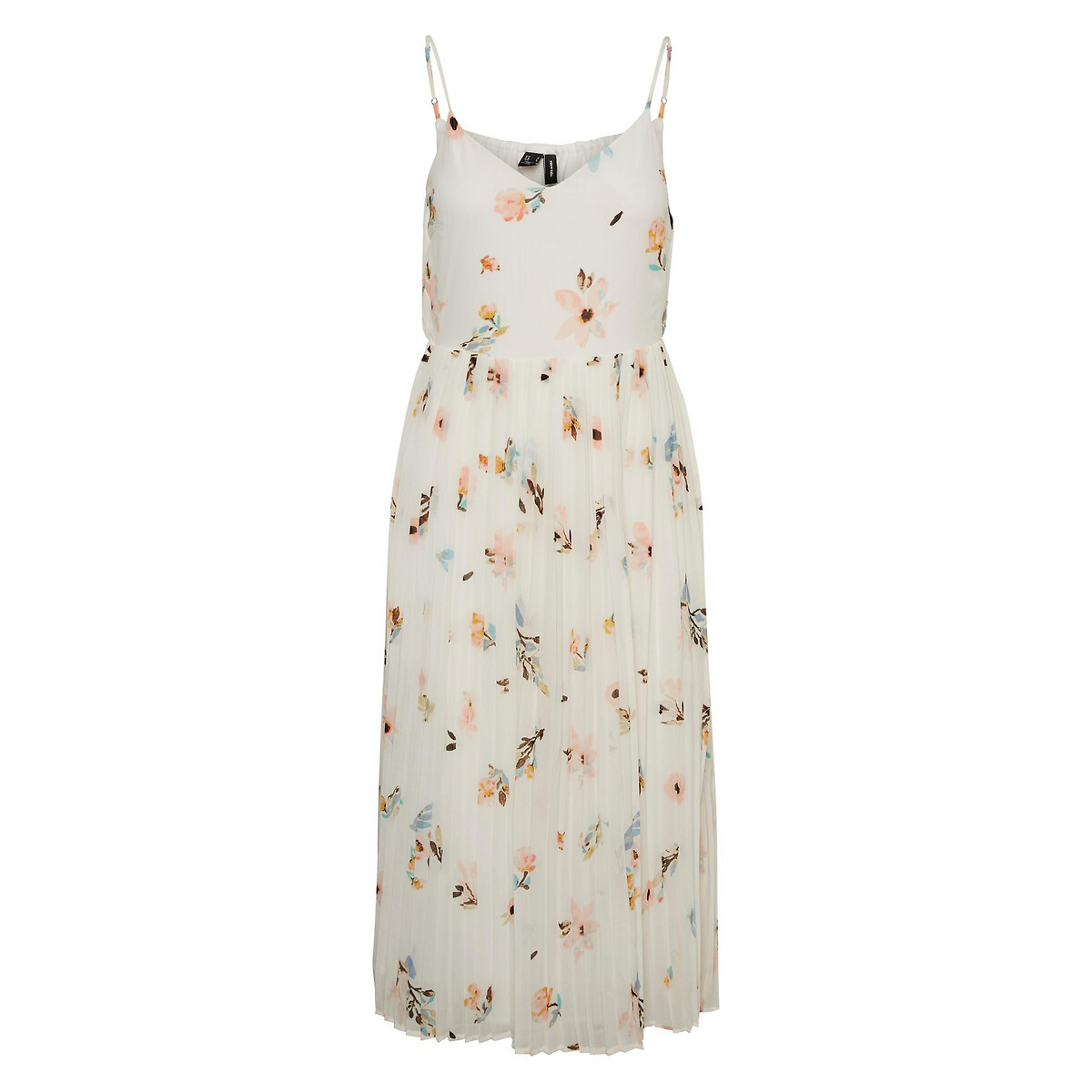 Платье LaRedoute С цветочным принтом на тонких бретелях L белый, размер L - фото 5