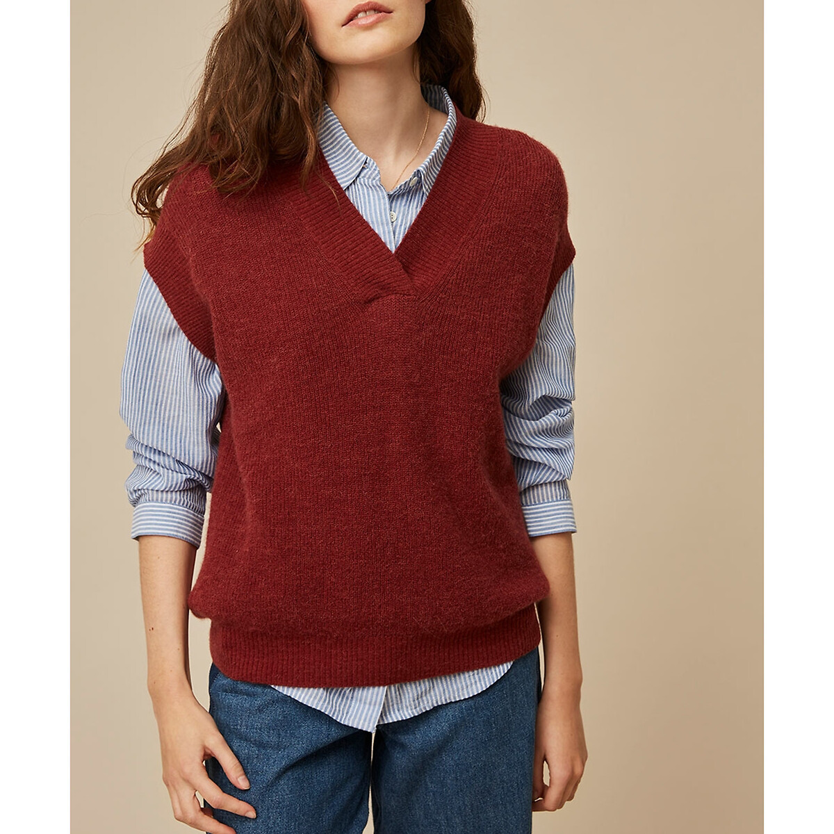 Пуловер HARRIS WILSON С v-образным вырезом без рукавов из трикотажа THIMON 2(M) красный, размер 2(M)