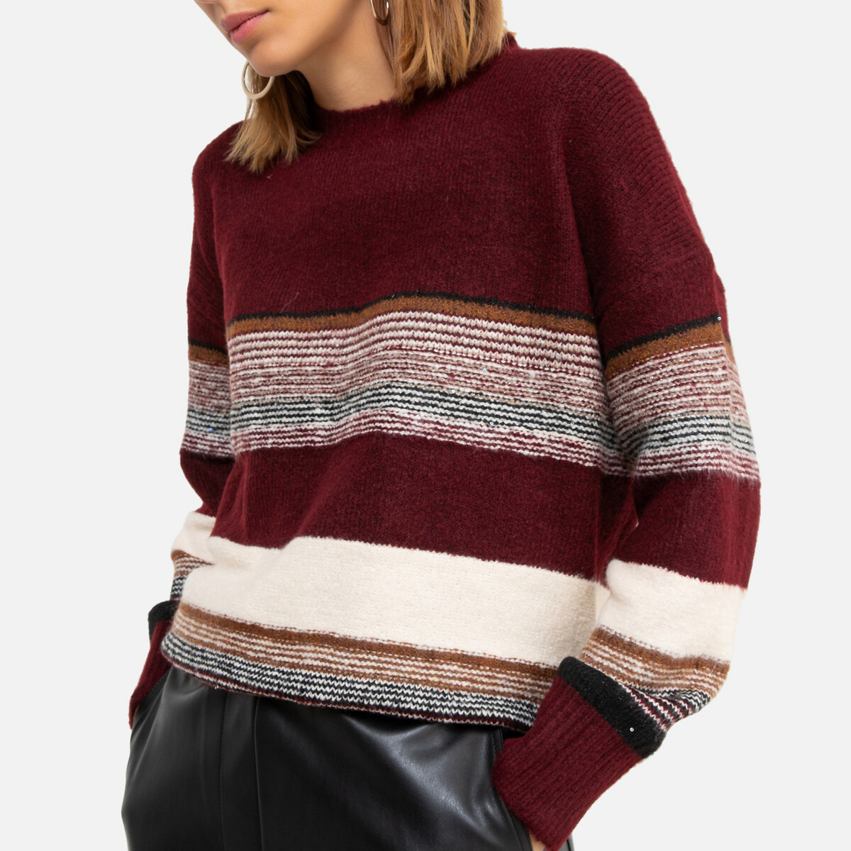 Пуловер La Redoute В полоску из плотного трикотажа M/L красный, размер M/L В полоску из плотного трикотажа M/L красный - фото 1