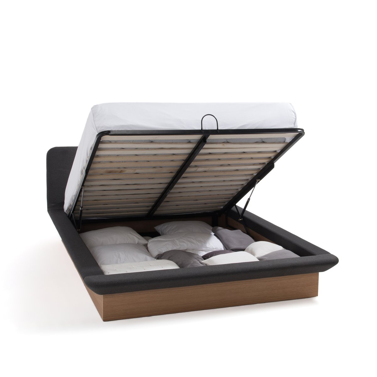 Кровать La Redoute С ящиком для белья и подъемной сеткой TIVARA 140 x 190 см серый, размер 140 x 190 см - фото 5